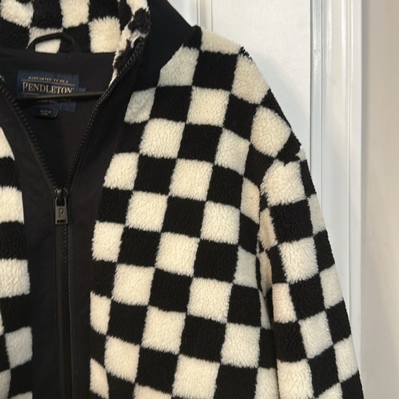 Pendelton Checkerboard White Black Jacket Fleece Size Large - Picture 6 of 14